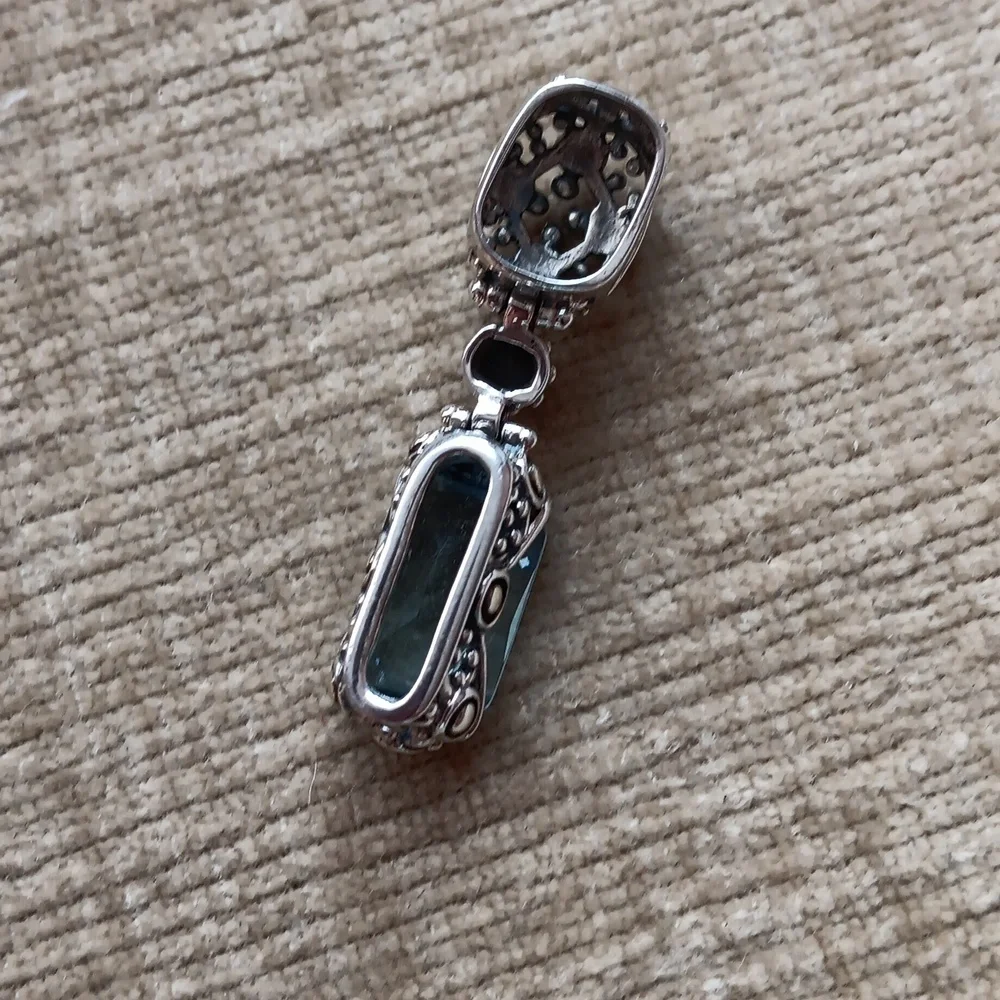 Silver Tone Synthetic Blue Multi Faceted Pendant